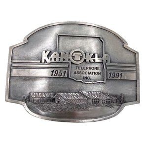 KanOkla Belt Buckle Kansas Oklahoma Telephone Company 1991 Vintage Collectible